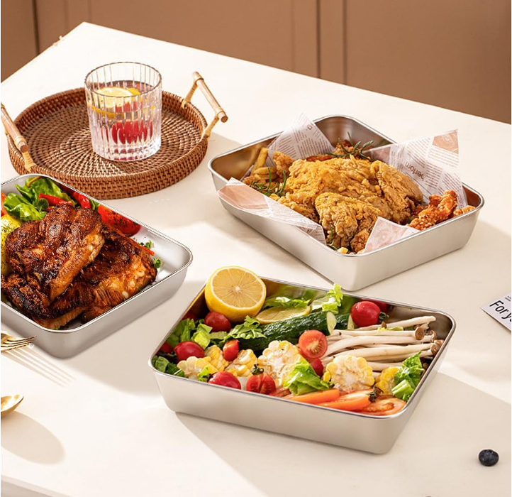 Set de 4 Boîtes Extra-Plates en Inox (1800ml)