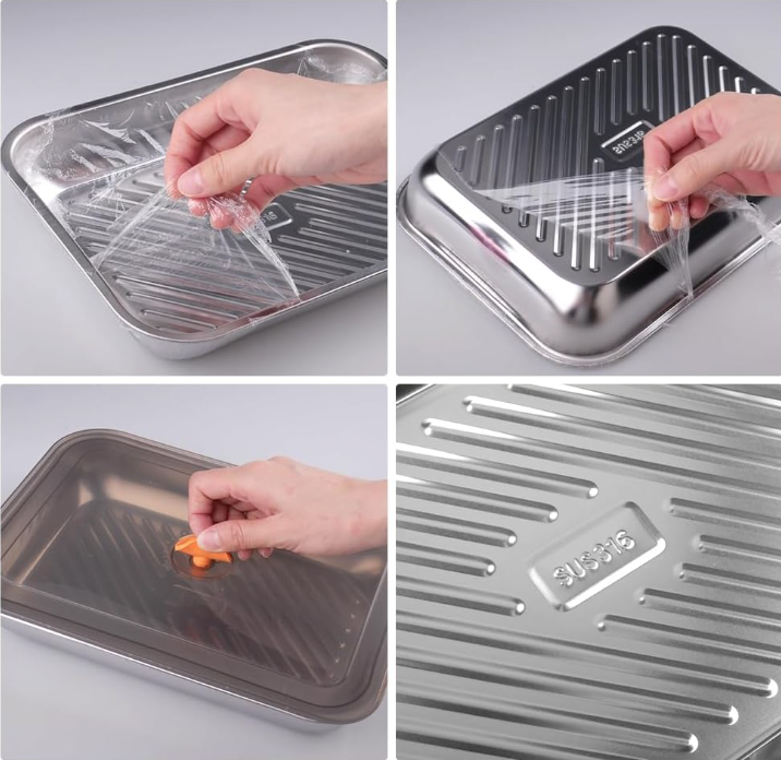 Set de 4 Boîtes Extra-Plates en Inox (1800ml)